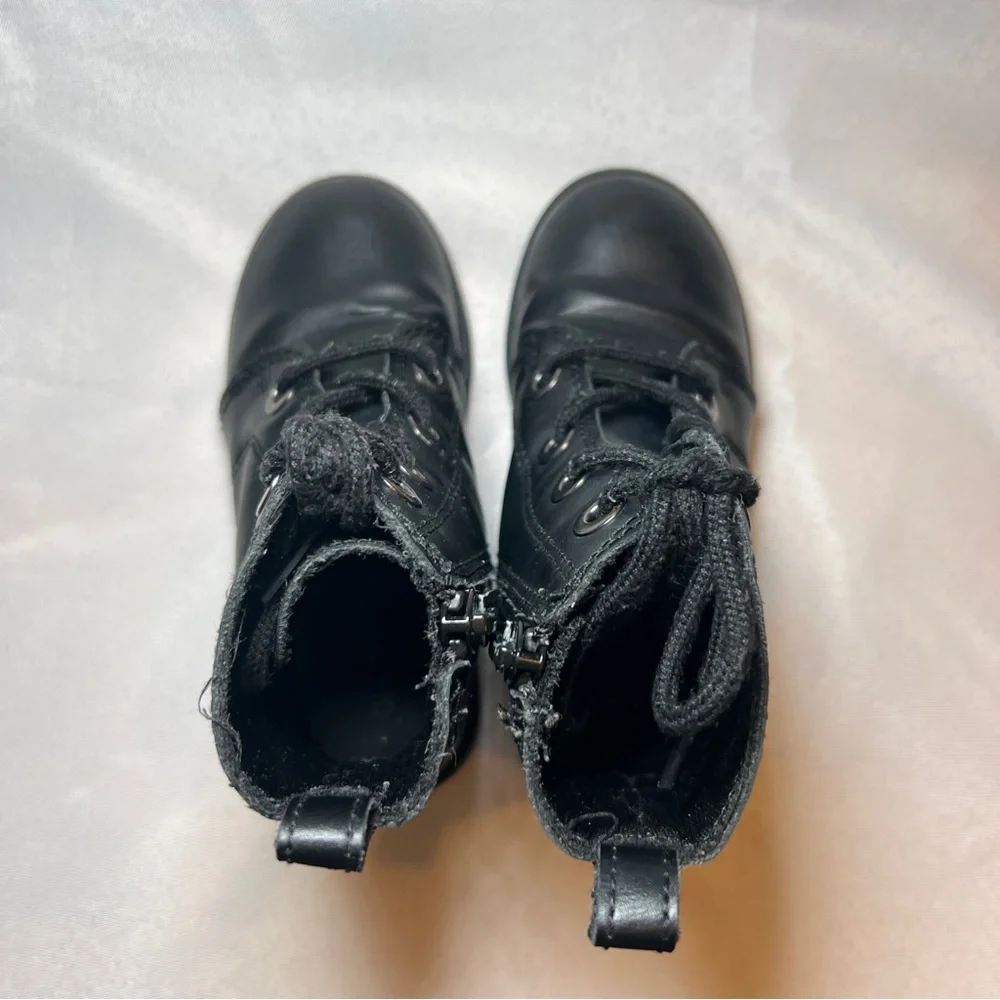 Old Navy Black Toddler‎ Girl Size 8 Combat Boots Lace Up Zipper
